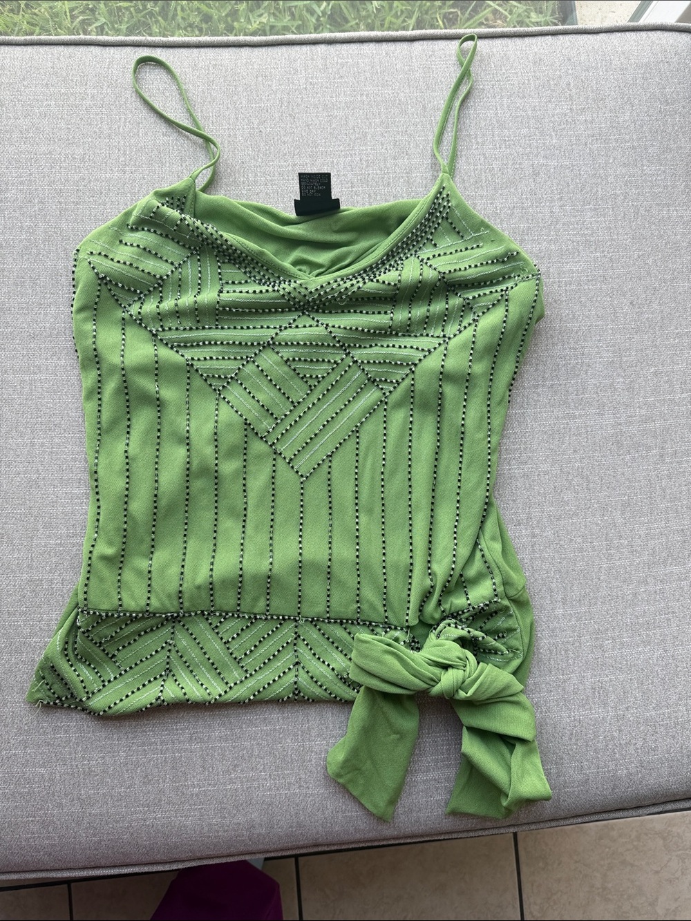 INC International Concepts Green Beaded Strappy Tank Top